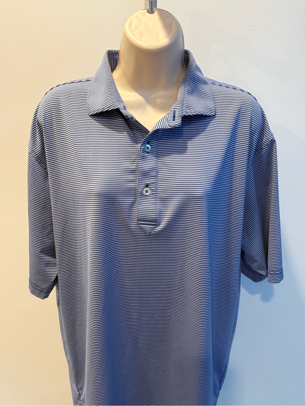 Turtleson Men's Striped Blue Performance Polo Golf Golf Club Size L